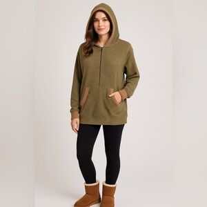 BiBi Olive Hooded Terry Hoodie Oversized Pullover Sweater